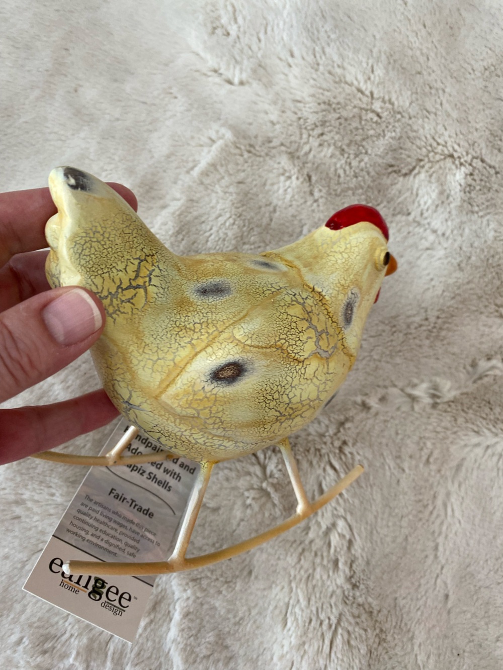 Eangee Home Design Rustic hand painted Rocking Chicken - Picture 5 of 10